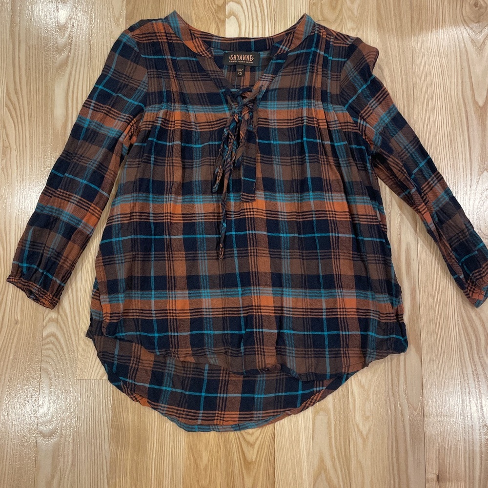 Long Sleeve blue and orange shirt